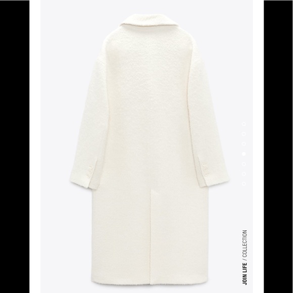 ZARA Double Breasted Wool Blend Coat White - Picture 8 of 9